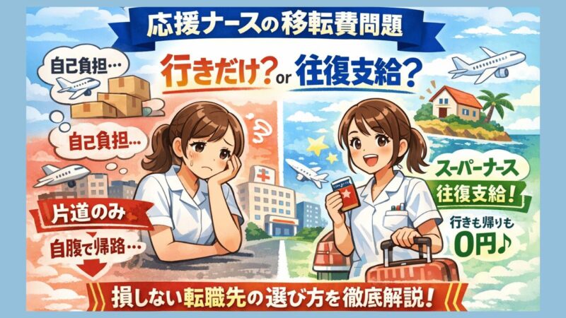 応援ナースの移転費は「行きだけ」が普通？帰りも出る働き方と転職サイトの選び方 